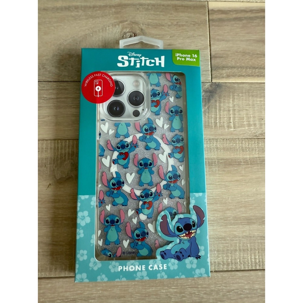 New Disney Stitch iPhone 16 pro max Phone Case Valentine Day Gift hearts kisses